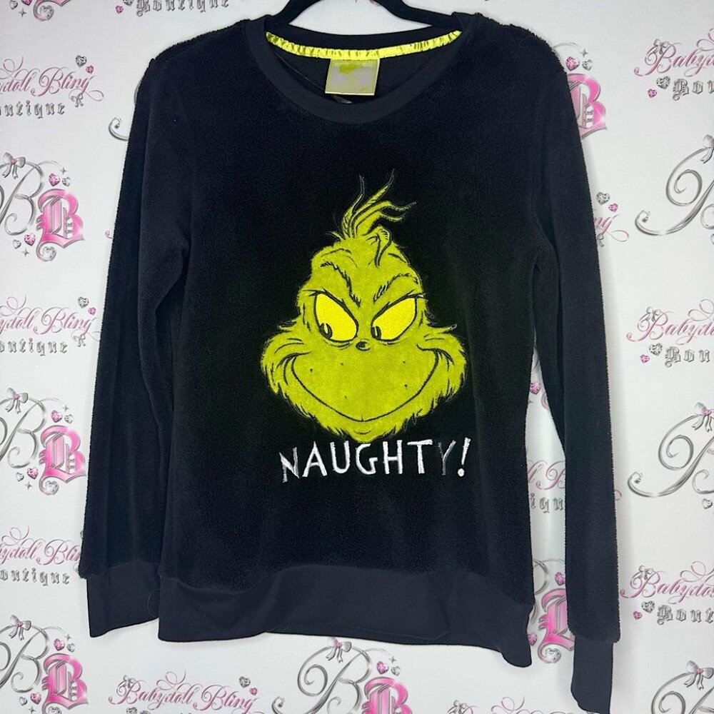 The grinch sweater pull over naughty fleece grinch movie christmas Xmas comfy